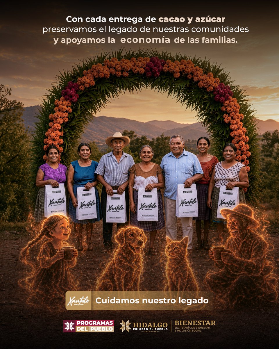 OrigenyDestinoH's tweet photo. 🍫🏵️ Xantolo es memoria y tradición.
Con la entrega de cacao y azúcar, la Secretaría de Bienestar e Inclusión Social acompaña a las familias que mantienen vivo el espíritu de #Xantolo, una celebración que forma parte de la identidad de #Hidalgo
#PrimeroElPueblo https://t.co/chNvMTD1KS
