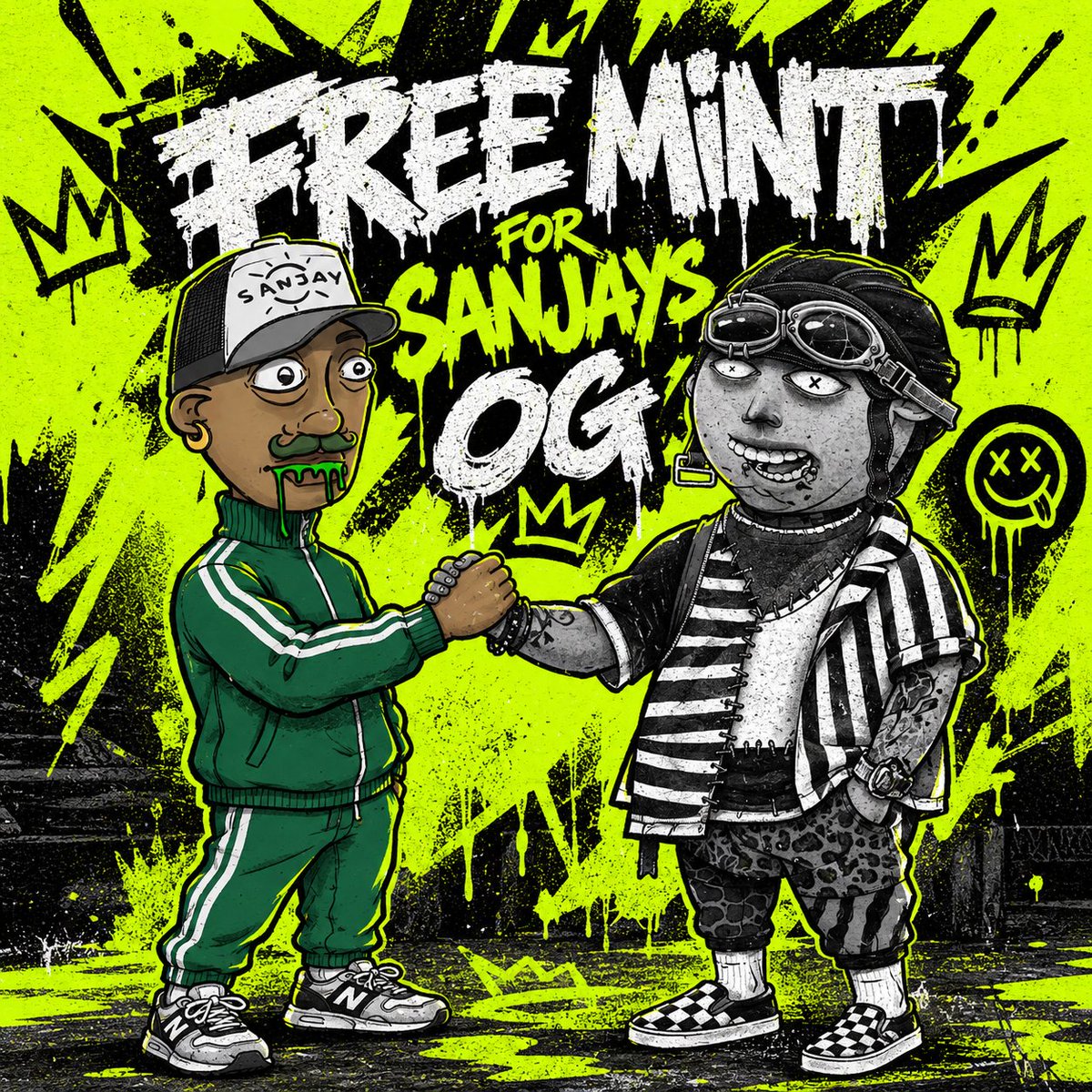 BishGangNFT's tweet photo. 🤝 TWO GANGS. ONE DEAL.

BISH GANG × SANJAYS 💀 @SICKO_UNIVERSE 

🚨 FREE MINT FOR SANJAYS OGs!

The streets just got a little more crowded.

Sanjays OGs, your spot in the gang is waiting. 🟢

Welcome to BISH GANG! 👑

https://t.co/T0zlpTXhME https://t.co/t7oFTTM57j