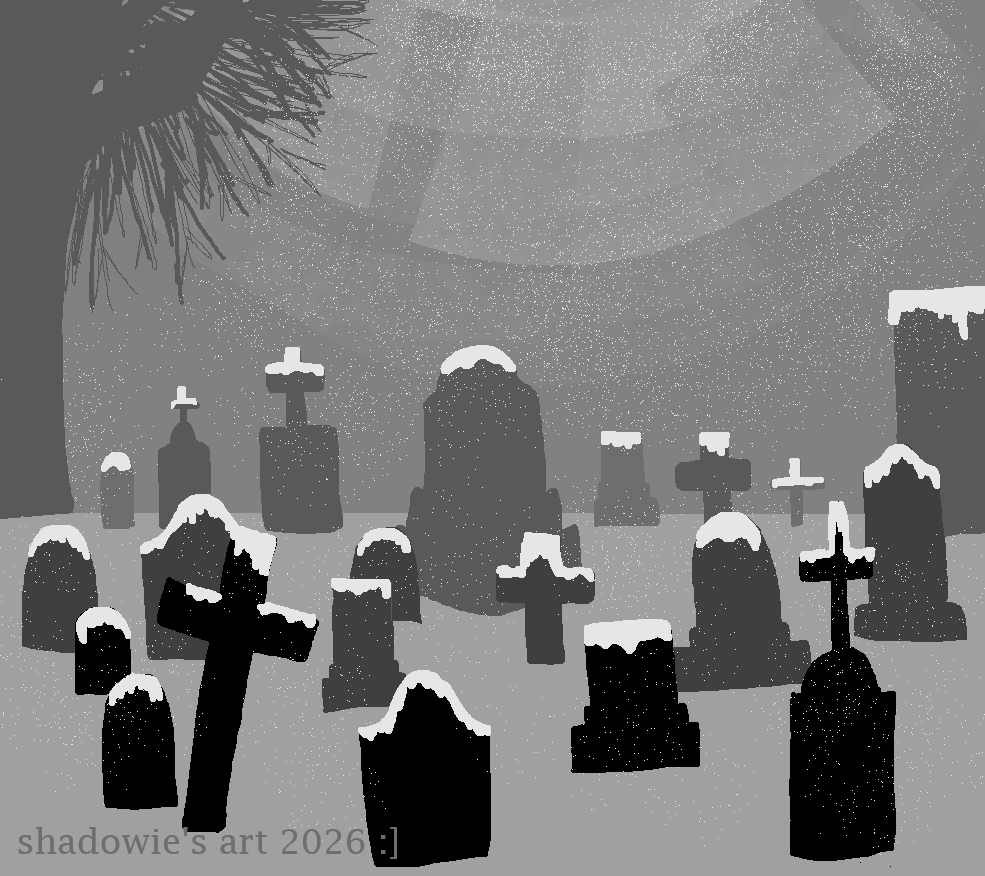 ShadowiesArt's tweet photo. A serene, snowy cemetery doodled up in MS Paint! 🖤
#MSPaintArt #MSPaintArtwork #Cemetery #Graveyard #Snow #Snowing https://t.co/ukZbHMSFZd