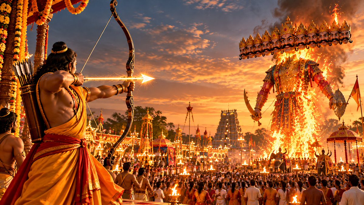 Guru_mandati333's tweet photo. ✨🔥 Happy Dussehra! 🙏🏹

May Lord Rama inspire us to stand for truth, defeat evil, and choose righteousness over darkness. May Goddess Durga bless everyone with strength, courage, happiness, and prosperity. 🪔🌺

Let good always triumph over evil! 🇮🇳 https://t.co/ZrT4jJNLq2