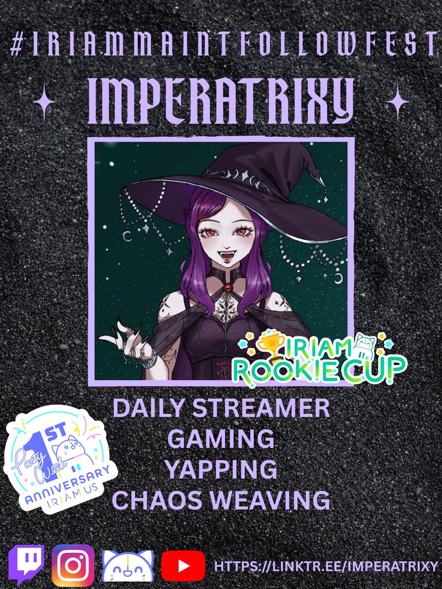 ImperatrixyVT's tweet photo. You can call me Trix or Trixy!

While experimenting with immortality centuries ago, this thembo of a witch gave themselves vampirism. Oopsies!

Now I’m on lots of these magic portals called platforms!
#IRIAMMaintFollowFest #IRIAMメンテ中のフォロー祭り https://t.co/v9CiQLwdVG