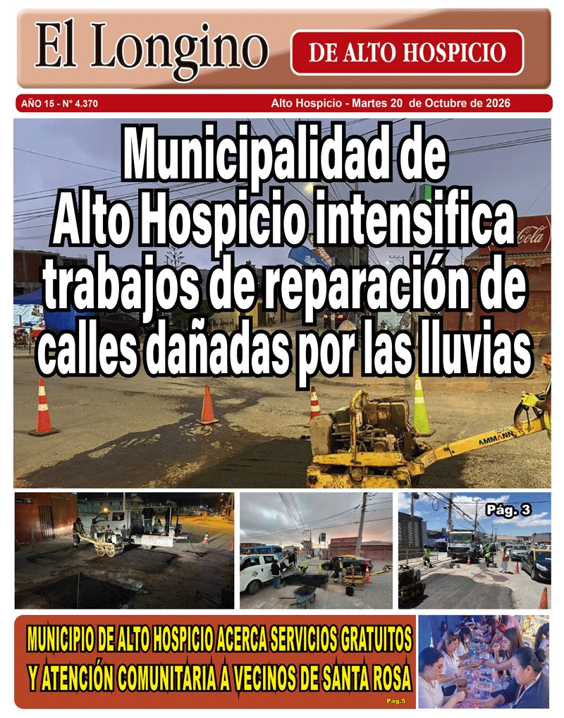 ElLongino's tweet photo. Portada del Diario Longino de Alto Hospicio 20 de octubre del 2026
Visite https://t.co/EsH7CuopH7
#AltoHospicio #Iquique #Tarapaca #Chile https://t.co/f4jukHlSFB