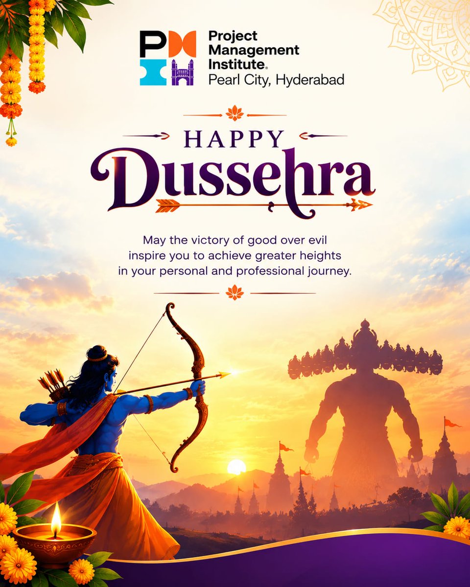 PMIPCC's tweet photo. 🏹 Happy Dussehra! 🪔

May the victory of good over evil inspire us to overcome challenges, lead with integrity, and achieve greater heights in our personal and professional journeys.

Wishing you and your family happiness and prosperity!

— PMIPCC

#HappyDussehra #PMIPCC https://t.co/tw3gaJqYdc