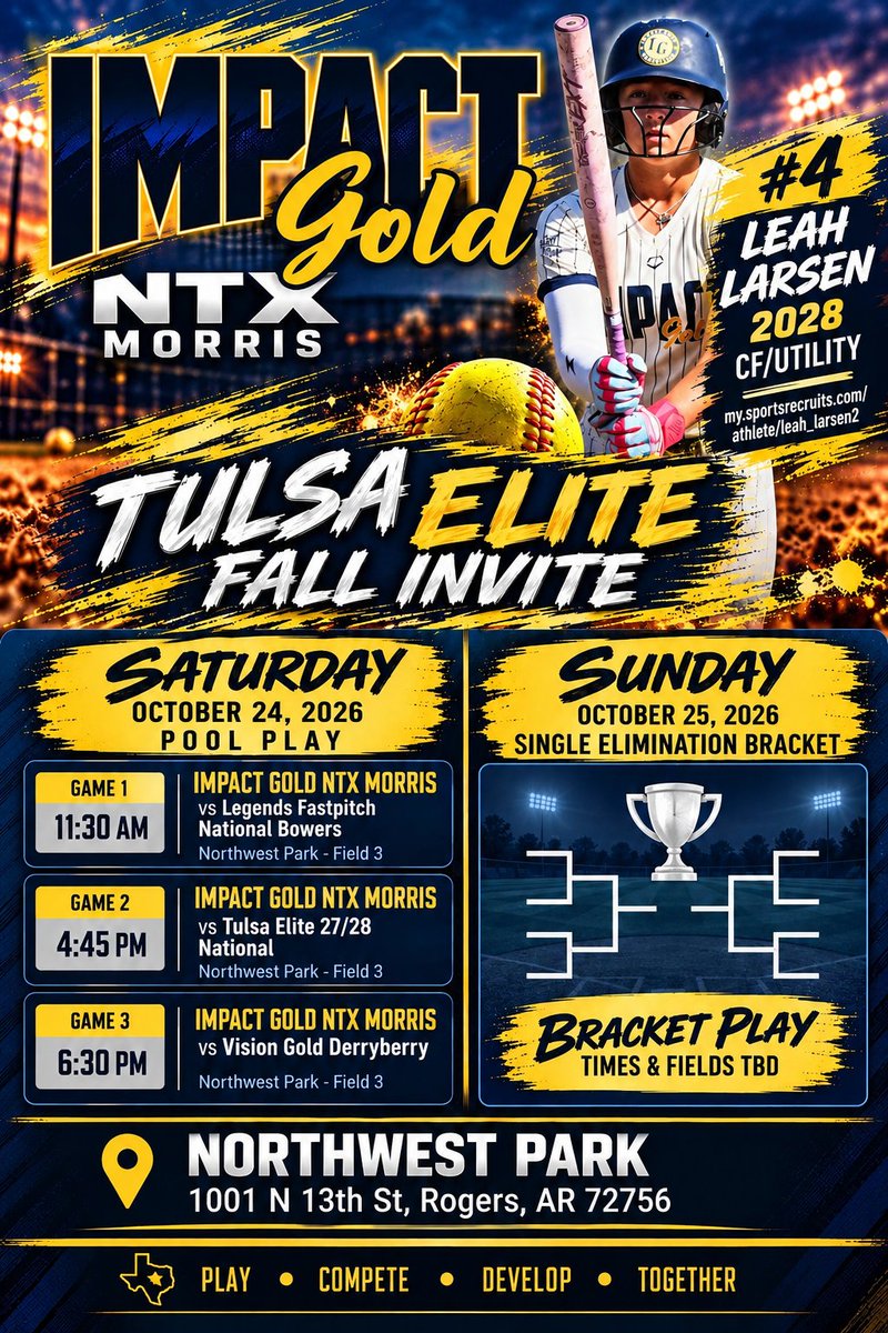 LeahLarsen_4's tweet photo. Fate, TX ➡️ Rogers, AR
@IGNTX2829 
@igntxmorris
@ImpactGoldOrg 
@TopGunEvents 
@Sports_Recruits
@Gosset41
@DiamondAddicts 
@ExtraInningSB
@LineDsoftball
@DfwSho 
@TakeCharge_SB 
@FCRecruits 
@NCAASoftball

https://t.co/8RIrrVLCNN https://t.co/Gq8APw9Sqc