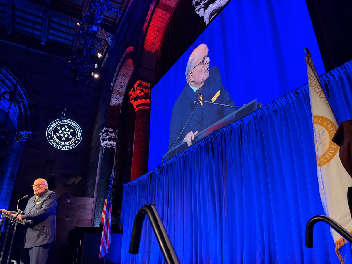 RudyGiuliani's tweet photo. Thank you to the Federal Enforcement  Homeland Security Foundation for the recognition at tonight's 2026 FEHSE Ridge Awards.

The rank-and-file men and women of our federal law enforcement agencies work tirelessly to keep Americans safe and to protect our way of life.

God bless you all. Thank you.