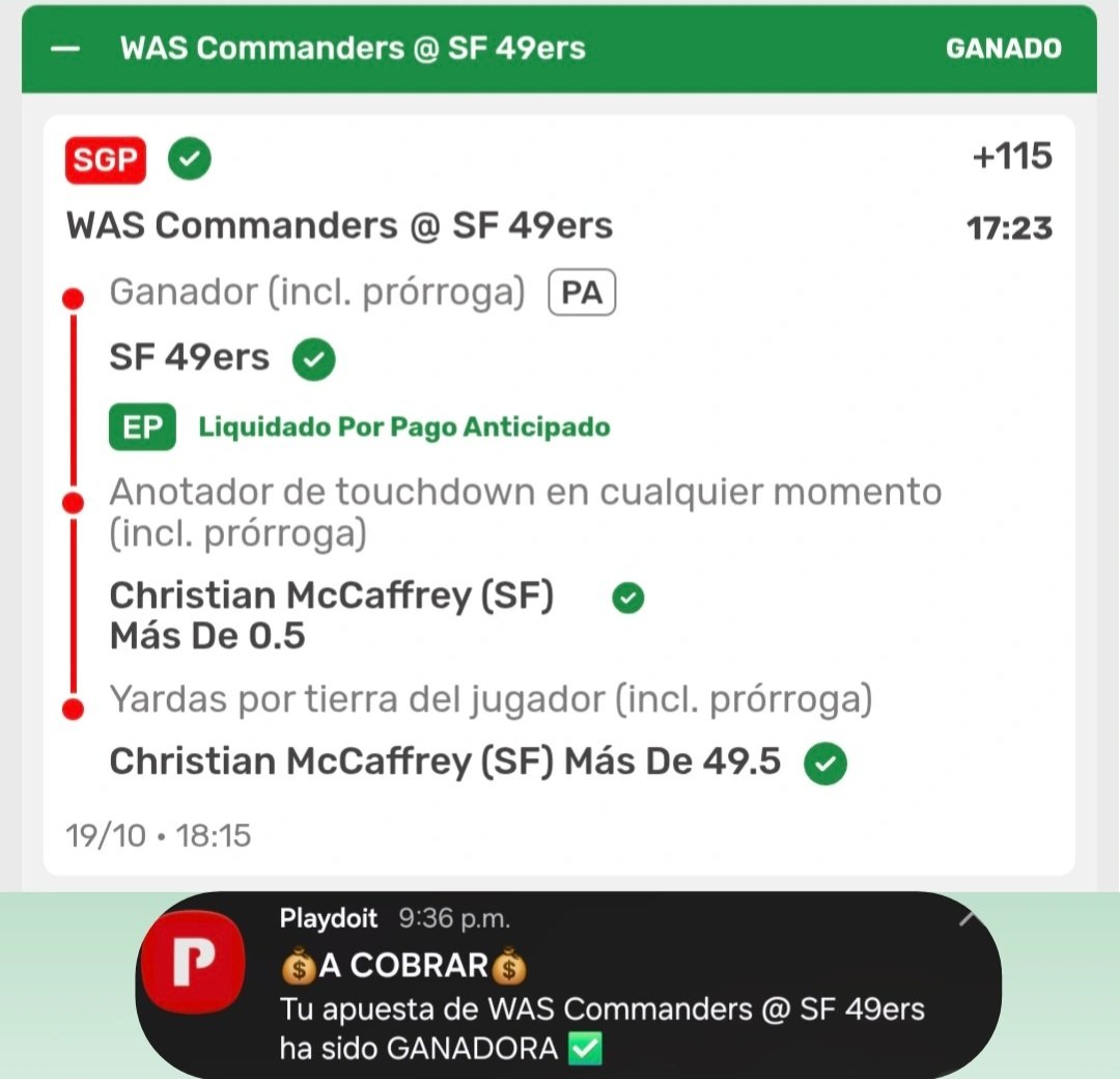 rs_picks's tweet photo. #FREEPICK ACERTADO ✅✅
Y el pick fuerte del día lo ganamos caminando y de una manera rápida y fácil ✅🔝
A cobrar nuevamente en grande 🤑🤑
Sígueme en mis cuentas 👇
Telegram: https://t.co/8CudpUtyaC
Instagram: https://t.co/eWxSdN3VPh…
#NFL 🏈 #49ers 🏈 #McCaffrey 🏈 https://t.co/cXDcw3psa9