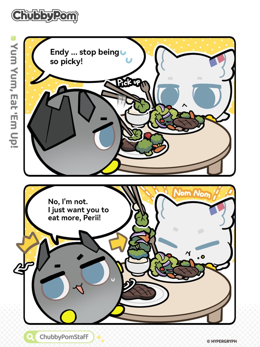 ChubbyPomStaff's tweet photo. Endy worries that Perii hasn't had her fill. Good Endy!
#ChubbyPom #ChubbyPomComics https://t.co/dcpCUfypAC