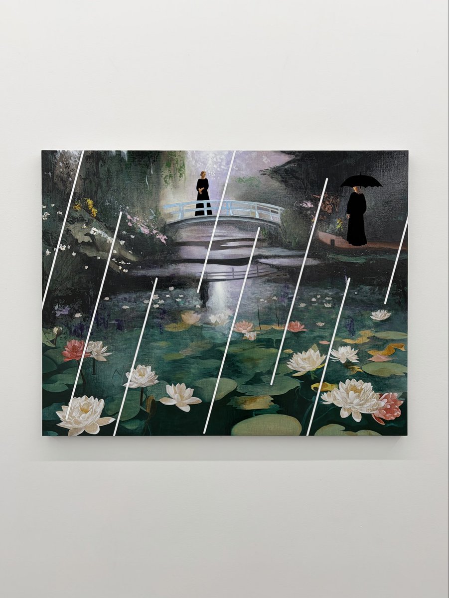 itotonbo01's tweet photo. 明治神宮前
「九曜」
小森紀綱
2026/10/24まで

西洋絵画、宗教、天文学のレイヤーが舞台のように重なる。今回はインド天文学九曜が主なテーマ。雨のように降り注ぐ白い線は彗星の軌跡のよう。2年ぶりの個展、素晴らしかった。 https://t.co/nxjoyBXfhn