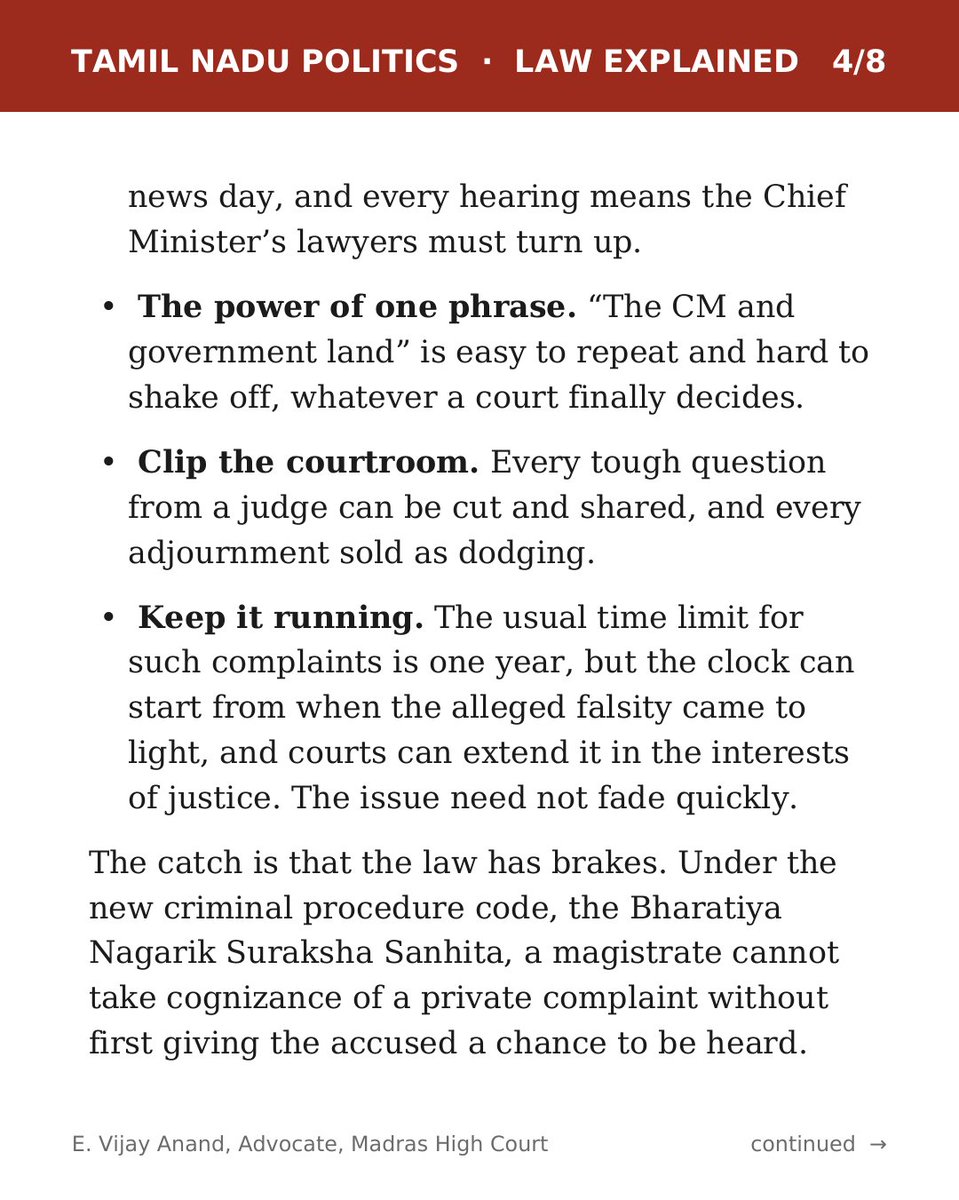 VIJAYANAND_ADV's tweet photo. One Supreme Court ruling, a new weapon for the opposition. How can it be used against Tamil Nadu CM Vijay, and what should really worry him? Law explained for everyone 👇
#TNPolitics #CMVijay #SupremeCourt #ElectionPetition #LawExplained https://t.co/zkaMb41fv5