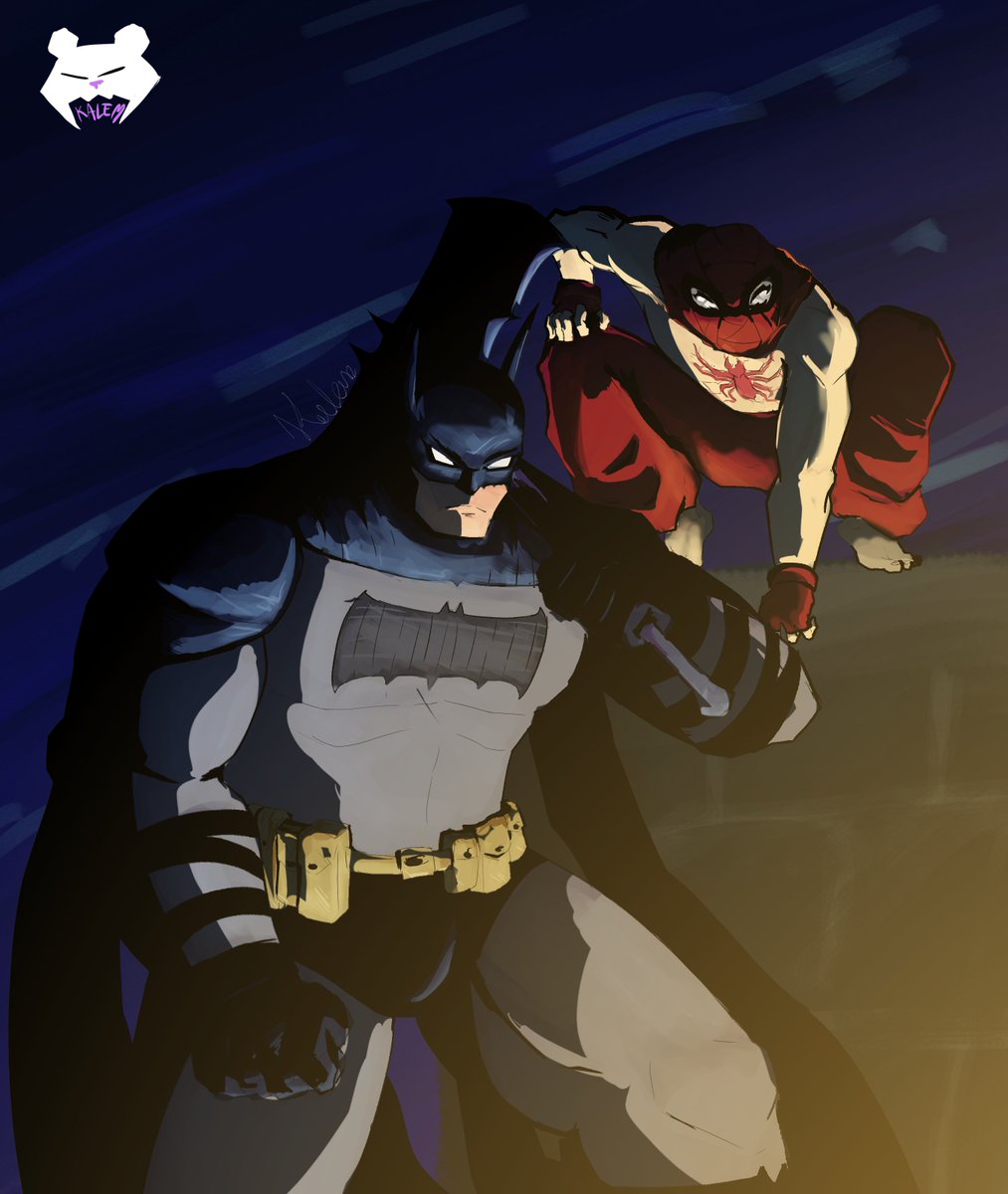 ArtKalem's tweet photo. Absolute midnight  #Batman #spiderman https://t.co/Y7TMMa1pbS