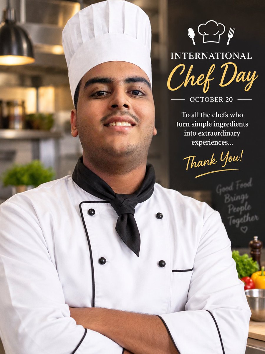 TheAmitMalik's tweet photo. On International Chef Day, celebrating the passion, creativity, and dedication of every chef who adds a special flavour to life. 👨🍳❤️
Happy International Chef Day! 🎉
#InternationalChefDay #ChefLife #FutureChef #CulinaryArts #PassionForCooking #HospitalityIndustry #Culinary https://t.co/xXGBbCinH0