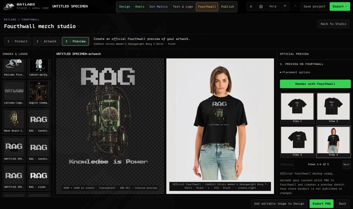 shiftmick's tweet photo. Trial#164🐀
RatLabs Studio:
 Is my local-first design studio that turns live apify, shop and blog data into on-brand posts, reels and badges . 
Have ElevenLabs and Fourthwall api keys plugged in too!
Will make modular and release in the future

#BuildInPublic #IndieDevs #ratlabs https://t.co/zlgigatqg8