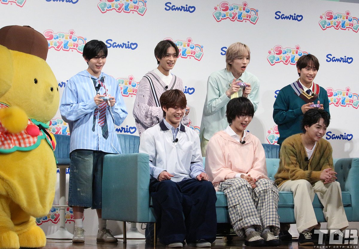 talent_databank's tweet photo. 『サンリオ パーティランド』新TVCM発表会

なにわ男子、ハローキティたちとゲームプレイで大盛り上がり！
西畑大吾「アイドル界のサンリオといえばなにわ男子」

▼詳細はこちら
https://t.co/7ufRk33zuJ 

#なにわ男子 #サンリオパーティランド https://t.co/jS9R1QV0EF