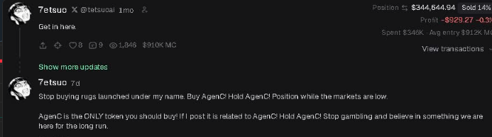 thepfpcultfun's tweet photo. People should know tetsuo has posted to stop launching coins like that, he would rather coins be paired to his main AgenC coin

Proof attached below

PAIRING with his AgenC coin, and FEES to his wallet. https://t.co/Nh4XLeOIVO