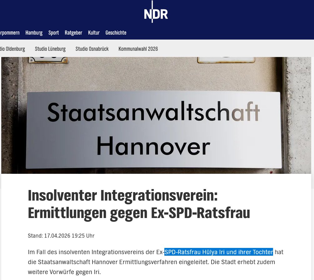 WeeehMel's tweet photo. @SHomburg Die SPD Clans in Niedersachsen.... korrupte Staatsanwälte die von der SPD Justizministerin geschützt werden, korrupte SPD Politiker die nun mit Linken zusammen in Berlin Karriere machen, millionenfacher SPD NGO Betrug und Mord an Beamten. Die SPD Bilanz eines einzigen Jahres. https://t.co/oAjeYYjKCK