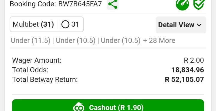 BettingRSA's tweet photo. Booking code BW7B645FA7
Under Corners https://t.co/FjvF85rGKH