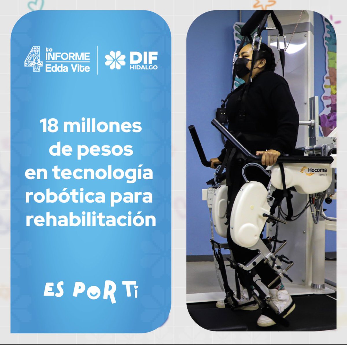 CNHidalgoTv's tweet photo. Cada proceso de rehabilitación tiene sus propios retos y metas. ✅ 
Contar con nuevas herramientas permite al personal especializado acompañar el esfuerzo de las personas que acuden al DIF Hidalgo.🤝

#EsPorTi 
#4InformeEV https://t.co/V2a6S8YYfr