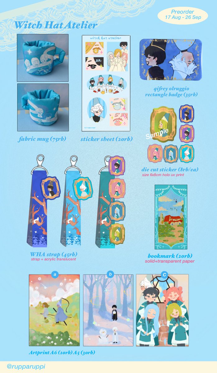 rupparuppi's tweet photo. (RT &amp; Like are appreciated🫶🏻)
my OTS CF23 catalogue is here!

Table D25-ab
Both days 
⭐️original, witch hat atelier, frieren, minky momo, RE

#comifuro23 #cf23 https://t.co/ZcTmafcv1f