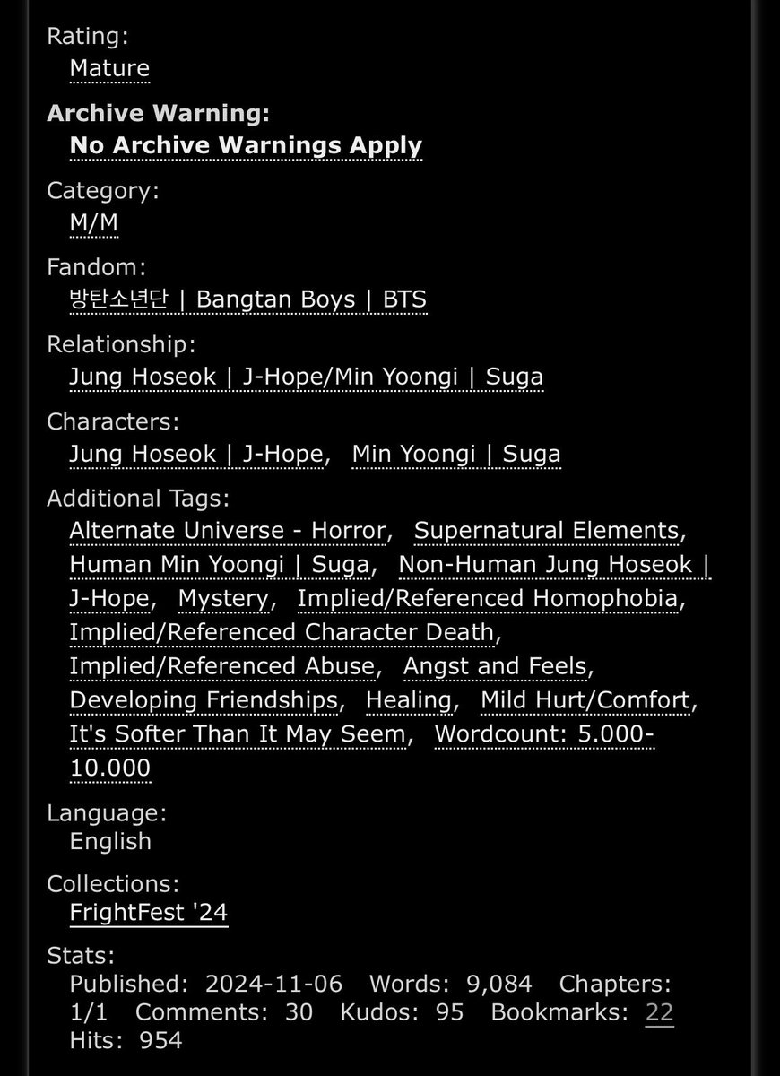 lemoningry's tweet photo. HALLOWEEN RECS 🕸️🕷️

tears of eve
= by birbjay
——————
• Sope
• Supernatural AU
• Ghosts + Horror + Angst + STL + Hurt/Comfort + Mystery + Healing
• 9.0k

https://t.co/H9D0PM5B2s https://t.co/nfOpaLJBEH