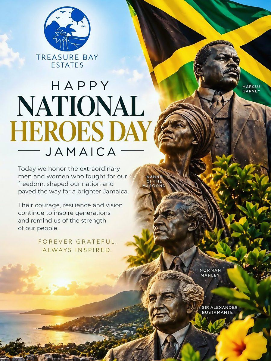 treasurebayest's tweet photo. Honouring our heritage. Investing in our future. 🇯🇲

At Treasure Bay Estates, we believe in the power of vision, the importance of community and the responsibility to create opportunities that will serve generations to come.

#Jamaica #NationalHeroesDay #TreasureBayEstates https://t.co/xeiSW2vaxC