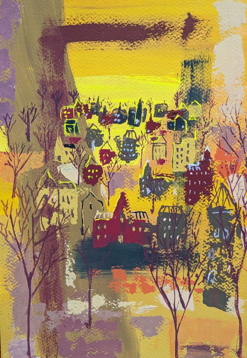 EaQtz6's tweet photo. ＃artwork
＃art 
#絵、
＃心象風景画
＃Gouache
＃paintig

🎨Autumn's Final Chapter
🎨秋の最終章 https://t.co/JeGuuHSbzR