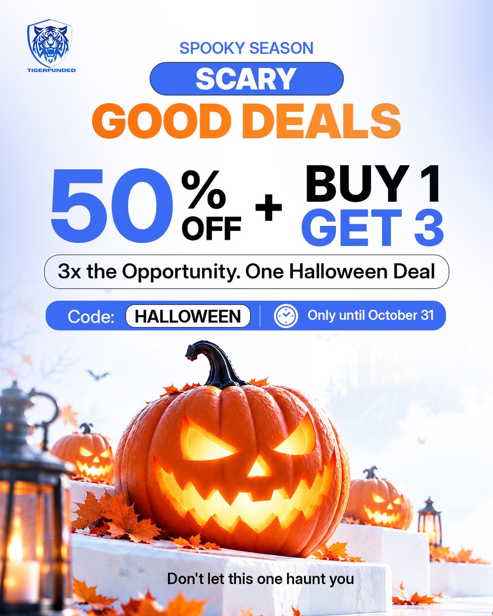 tigerfunded's tweet photo. π The only thing scary about this Halloween? Missing out! π»π―
Spooky season brings something special to TigerFunded! πΈοΈ
π₯ 50% OFF + BUY 1 GET 3
ποΈ Code: HALLOWEEN
β³ Until October 31
Your Halloween treat is waiting! π
π Explore now. Link in bio.
#TigerFunded #Halloween2026 #SpookySeason #HalloweenSpecial