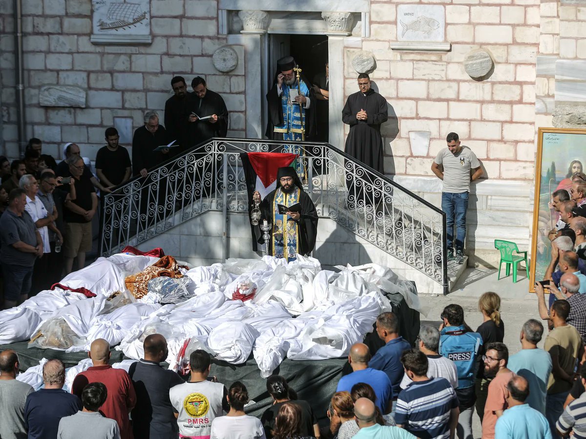 IhabHassane's tweet photo. Three years ago today, an Israeli airstrike on St. Porphyrius Church in Gaza killed 18 Palestinian Christians, including children, who were sheltering there.

May their memory be eternal. ✝️🇵🇸 https://t.co/evXBb3J1F5