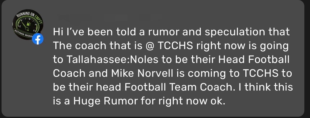 FiredCoaches's tweet photo. We are currently awaiting confirmation from @CoachJRogers1 regarding rumors of mutual interest between him and Florida State.

The rumors also suggest Mike Norvell would take over at @tcchsyjfootball, making for a seamless transition for everyone involved.

Special thanks to the comment section over at @itgnext_georgia for this groundbreaking scoop. 👌