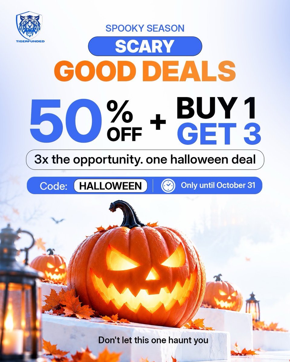 Krypto_Poet's tweet photo. π¨ HALLOWEEN DEAL ALERT! ππ―
@tigerfunded is bringing the heat this spooky season! π₯
β
50% OFF
β
BUY 1, GET 3 π€―
ποΈ Code: HALLOWEEN
β³ Ends October 31st!
This deal is too good to miss. π»ππ
https://t.co/eEE8B4R5S5
#TigerFunded #PropFirm https://t.co/CsekoQDiUo