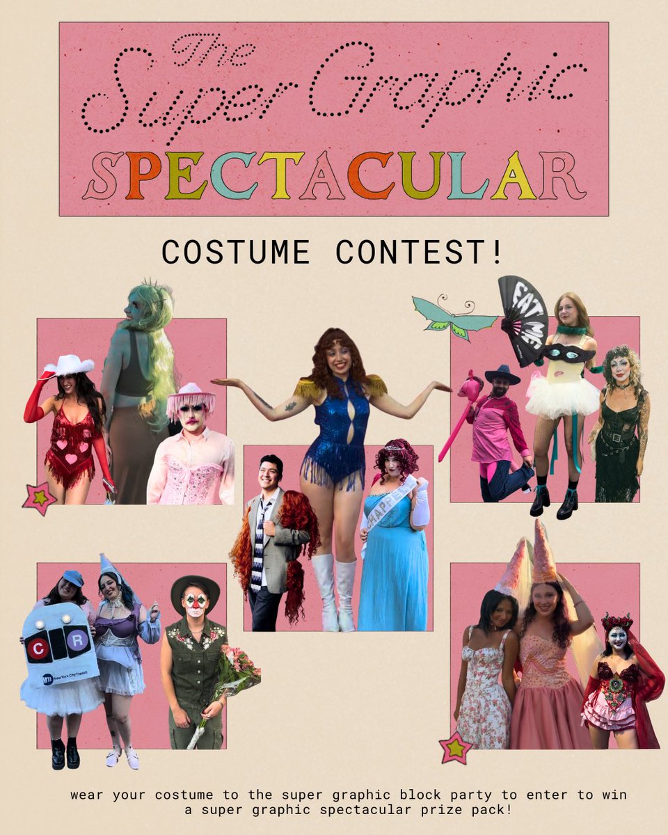crfandemonium's tweet photo. we cannot wait to see you at the super graphic block party this week ⋆｡°✩ enter the official @ChappellRoan costume contest at the block party for a chance to win a super graphic spectacular prize pack!

dont want to dress up? join the block party for drag queen performances, early merch access, photo opps, local artists + vendors, food trucks + beverages and more!