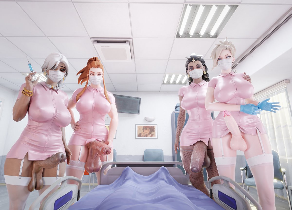 Big_Rig_Art's tweet photo. Ready for you checkup? 

Overwatch girls by @doublenyl and @AlexaVLewd https://t.co/kMRrXz8HDy