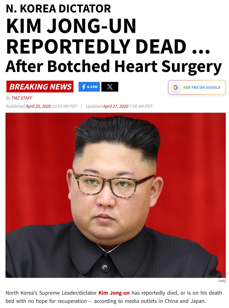 Kabamur's tweet photo. It happened again. 

Kim Jong Un "dies" in surgery and then is miraculously found to be alive somewhere else. 

Each time he's just replaced with another clone. https://t.co/wZFvlQrecA