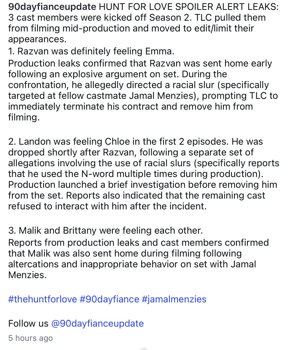 Jaded_Chinx's tweet photo. Spoiler alert; The first two being fired is understandable and justified. Aside from that it seems that TLC is keen on protecting their Golden Boy. #90dayfiance #90dayhuntforlove https://t.co/ZqMzK8mVfN