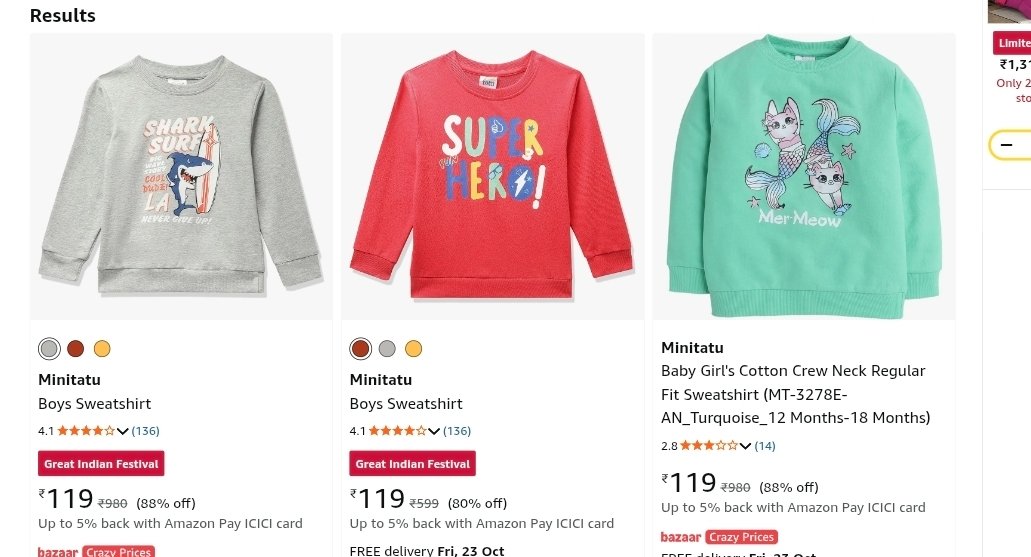 dealzland_in's tweet photo. Loot>> Kids Sweatshirts Starts @ 119.

https://t.co/up9IMjvwSO

Huge Collection ☝️

Follow Us For More Such Loots/Deals

#Amazon #AmazonLoots #AmazonDeals #LootDeals #LootAlerts #AmazonIndia #BestDeals https://t.co/vtB8eWAzK2