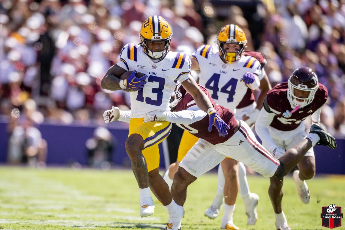 JaceLejeune's tweet photo. Dilin Jones has been Mr. Reliable in the #LSU offense through seven games as he leads the team in carries with 124 for 566 yards and 5 touchdowns but he also is third on the team in receptions with 26 trailing only Winston Watkins and Jackson Harris. 

I asked #LSU HC Lane Kiffin about Dilin and how he has helped Sam Leavitt grow in the offense. 

https://t.co/MnEm6uff5q