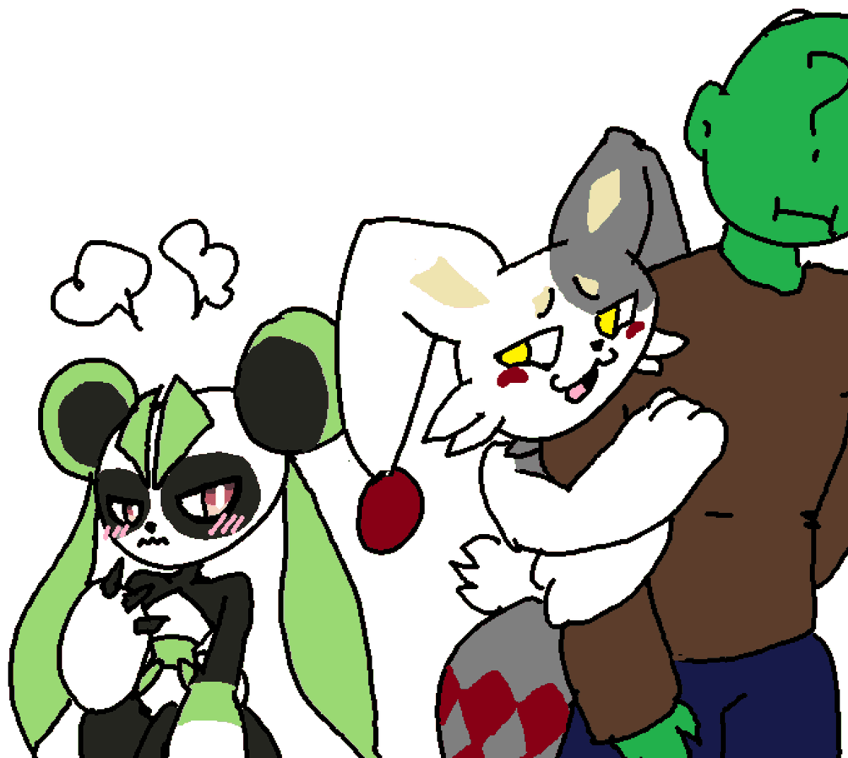 paintdoodleanon's tweet photo. "The time has come! Shoot my shot! Instant rejection, that’s all there is!
The techniques of love were never passed down... Lingering regret, that’s all there is!"

Is Leafan doomed to be alone? Maybe not.
Doodles from July. https://t.co/QRi5hfdLFV