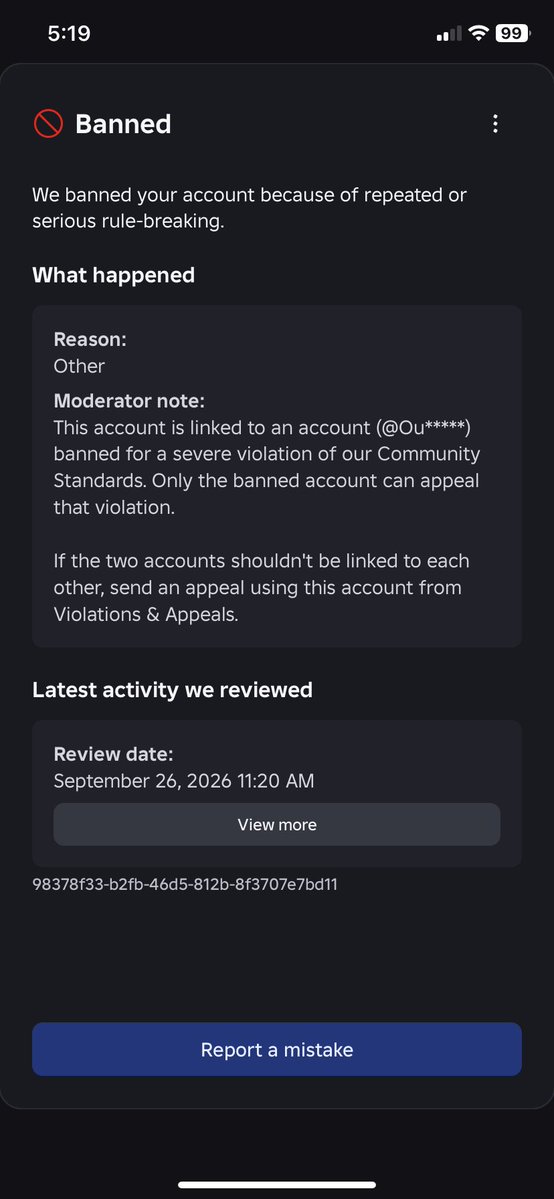 wavyicl's tweet photo. I’m lost my appeals still keep getting auto denied, my appeal window is closing in a week and I haven’t been able to reach a human moderator I keep getting these generic responses I don’t own or operate the account I’m linked to I need help please @Roblox @MaximumADHD @KreekCraft https://t.co/L5AcIHcLCM