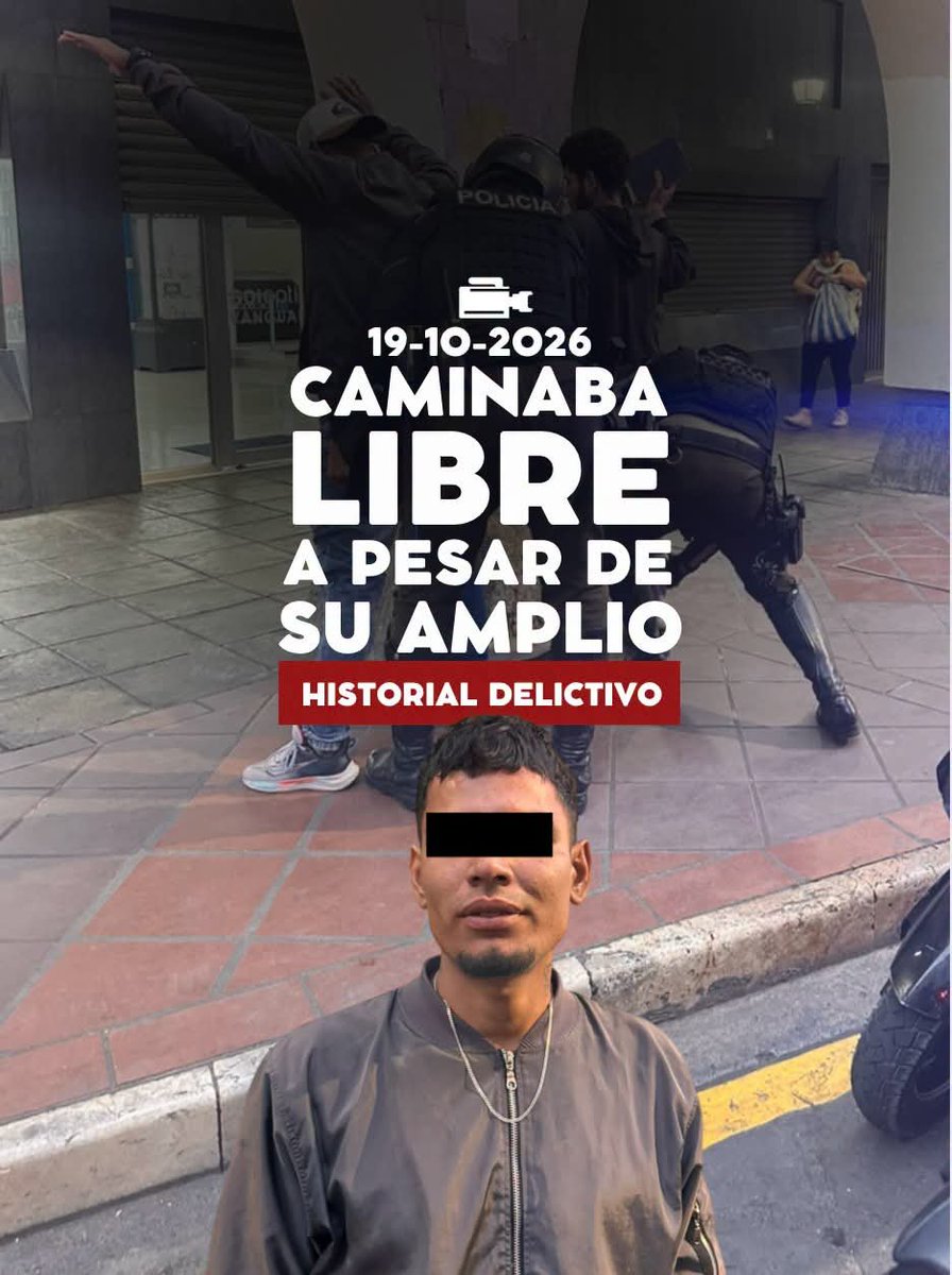 _REDInformativa's tweet photo. La tarde de este lunes 19 de octubre, la policía atrapó a un hombre con un amplio historial delictivo en el centro de Cuenca.

En el sistema de la policía se verificó que el hombre tiene 7 antecedentes penales previos por:

Robo (reincidente)
Asociación ilícita
Tenencia de armas no autorizadas
Tráfico ilícito

Esta vez, el hombre fue detenido por estar en posesión de sustancias sujetas a fiscalización.

Si usted reconoce a este ciudadano o ha sido víctima de algún hecho delictivo vinculado a él, se solicita de manera urgente que acuda a la Fiscalía para presentar una denuncia formal.