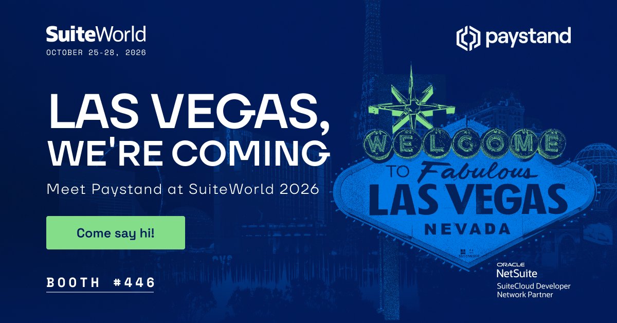 paystand's tweet photo. SuiteWorld is where NetSuite teams plan what’s next. We’re bringing agentic B2B payments: zero fees, native NetSuite sync, less manual work.
📍 Booth #446 · Caesars Forum #SuiteWorld https://t.co/EEcQmw3uVJ