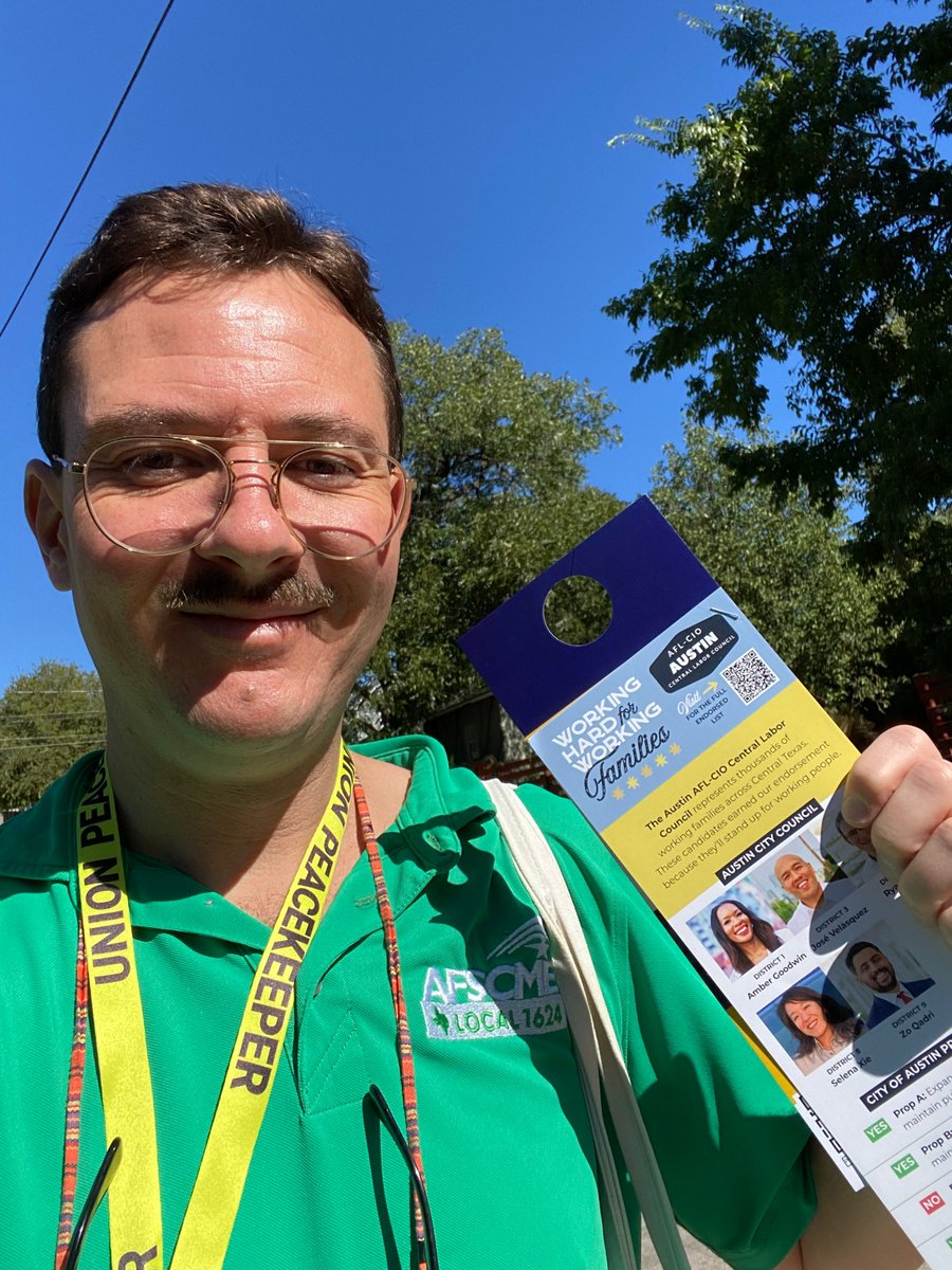 AFSCME's tweet photo. AFSCME members are hitting the streets, connecting with neighbors, and putting their solidarity into action. As union members, we know the value of using our voice. Now, it’s time to take that same collective power to the polls. 

Make a plan to vote: https://t.co/iSw5Tya7DU https://t.co/15QkBq0FJe