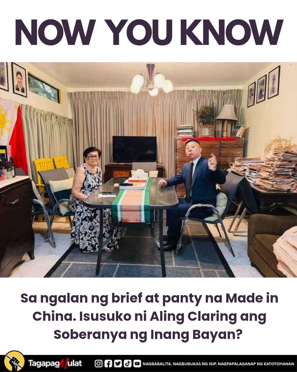 tagapagmulat's tweet photo. Sa ngalan ng brief at panty na Made in China, isusuko ni Aling Claring ang soberanya ng Inang Bayan? https://t.co/sQvqa2yhfH