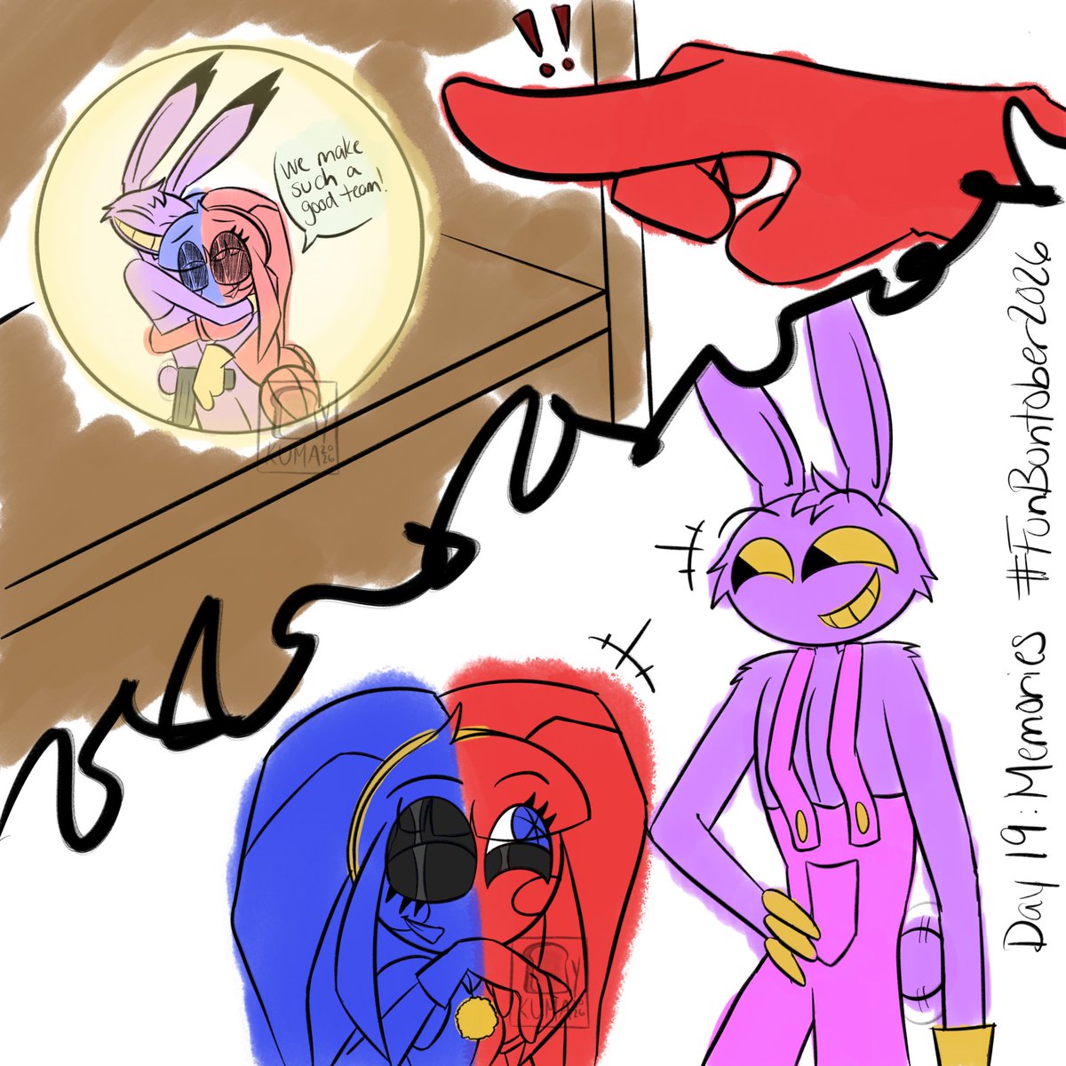 ToastyKumaArt's tweet photo. DAY 19: MEMORIES

They had fun being chaotic evil together💖

#funbuntober2026 #art #pomni #jax #funnybunny #tadc https://t.co/Yb8ISiTauR