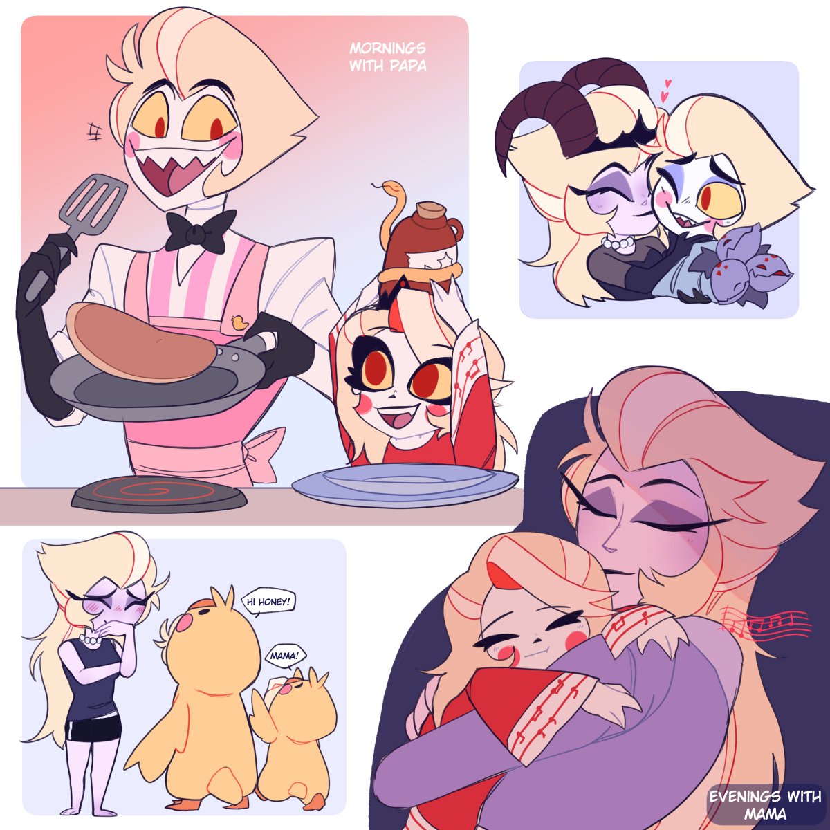 Gr_immi's tweet photo. Some Morningstar family doodles. 

#hazbinhotel #lucilith #morningstar #charlie #lucifer #lilith #fraktyr #doodle #hh #vivziepop https://t.co/Wr2SeqpGnr