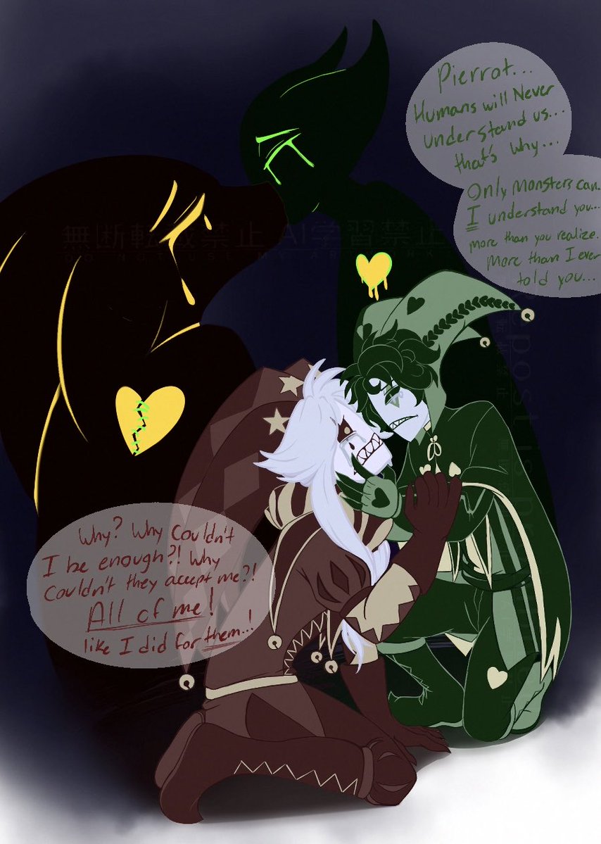 blue_spirited's tweet photo. GreenApple week! -Day 1 “Confession”

It’s been a while since I posted, but I’m happy to participate in this event 🥹

CW: some Angst.

MC didn’t accept Pierrot, but Harley always did.

#TFC_GreenApple_week2026 #GreenApple #TFCPierrot #TFCHarlequin #TheFreakCircus https://t.co/3qTvVpoMWf