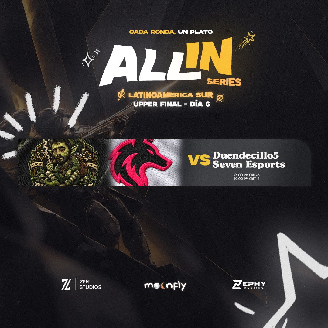 moonfly_es's tweet photo. 🔥 ¡EL UPPER BRACKET DE LAS LLEGA A SU FINAL!

Duendecillo5 y Seven Esports se enfrentan por el pase directo a la GRAN FINAL de #AllInSeries. 🏆

⚔️ D5 🆚 S7N
🏆 Upper Bracket Final | BO3
⏰ 🇪🇨 19:00 | 🇦🇷 21:00

Solo uno asegurará su lugar en la final. 🔥 https://t.co/otFe7ppQnE