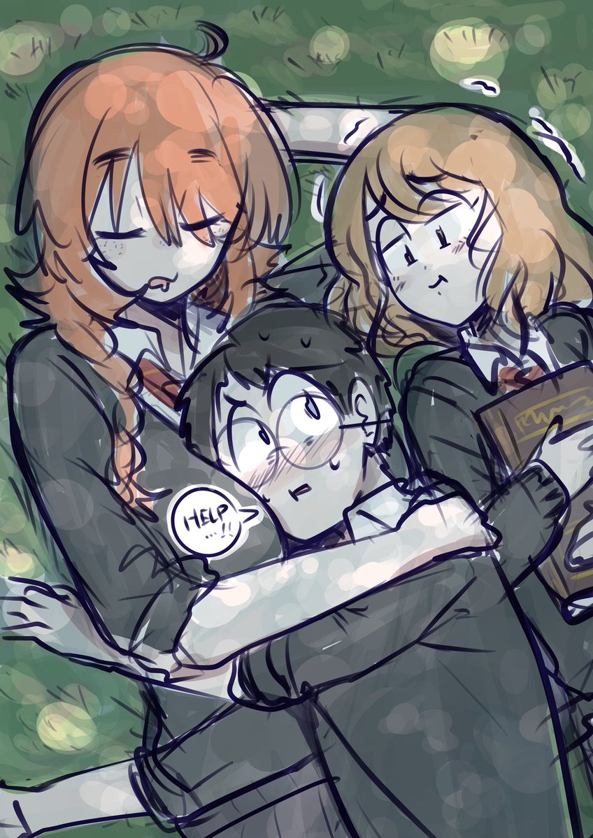 Santyan_Badgirl's tweet photo. お昼寝中?の3人組（ロン♀
 #Harryporter https://t.co/3i2u8ltRNE