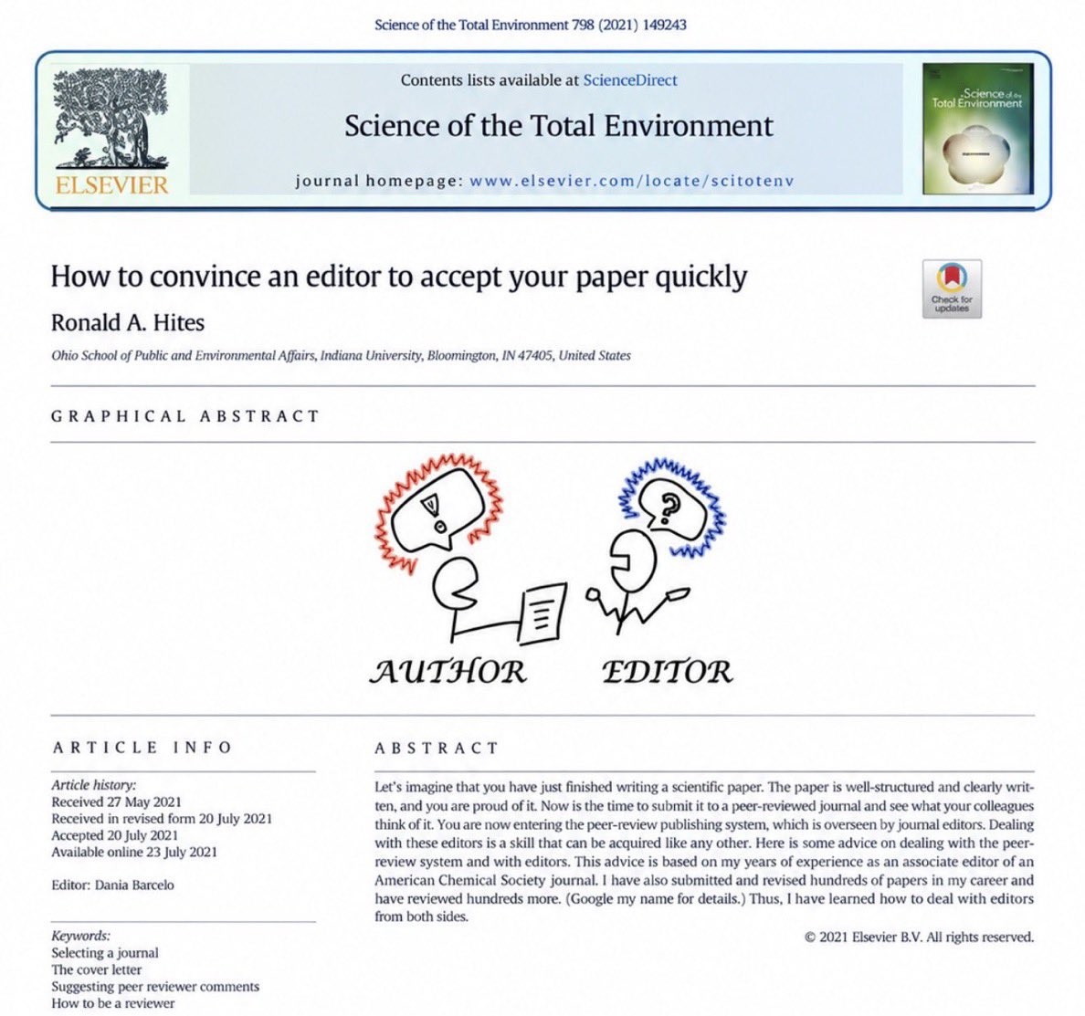 SciencNews's tweet photo. How to convince an editor to accept your paper quickly https://t.co/HKvLtu0FcB
