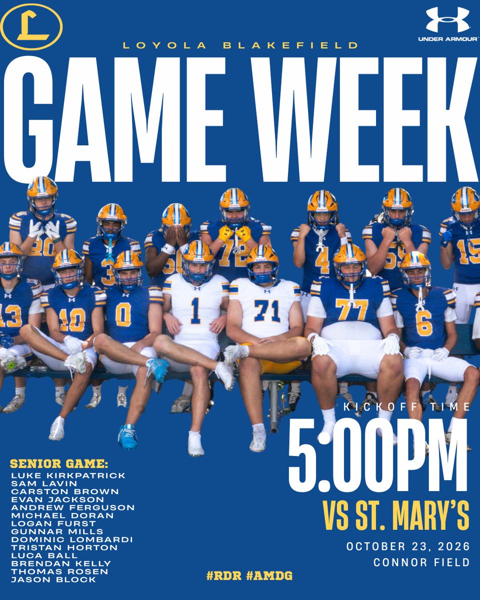 TouchdownDons's tweet photo. Week 8:  It’s Senior Night!  And last home game of the regular season!

📆 Friday, October 23, 2026
⏰ Kick-Off 5:00pm
🆚 St. Mary’s 
🏟️ Connor Field
📍 500 Chestnut Ave.

@CoachRichHolzer 
#RDR #AMDG https://t.co/wsYhFOsWi1