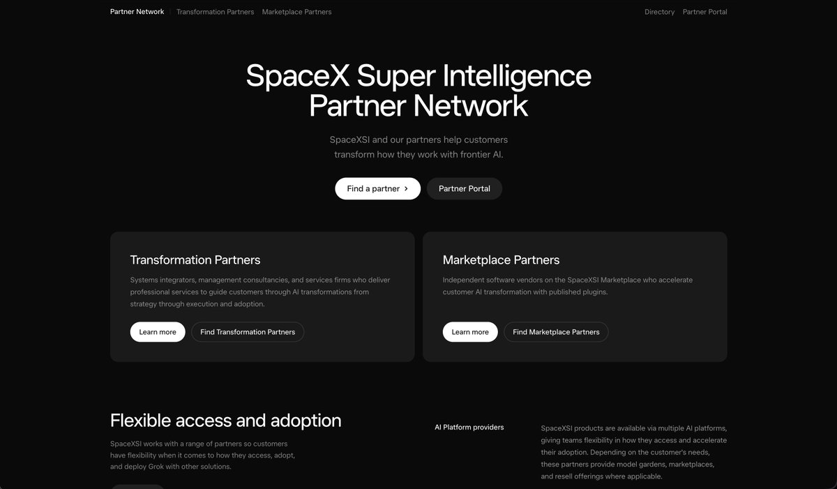 techdevnotes's tweet photo. SpaceXSI has added a page: SpaceX Super Intelligence Partner Network https://t.co/sUJ9pK03RT