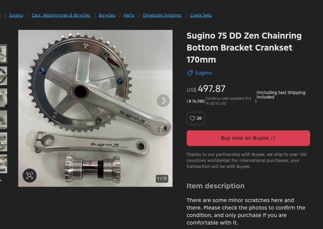 kingghi29998625's tweet photo. #fnfjb barangkali ada yg nyari crankset Sugino 75 DD.
Cek detail di link mercari, malas kali ss crop satu-satu n bikin deskripsi panjang
https://t.co/buMeQ5Csrs

Harga kisaran 10-10.5juta udah terima bersih sampe rumahmu. Tergantung bea cukai lagi klejingan apa tidaknya soalle https://t.co/AswmSedWuD